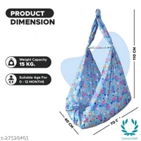 New Born Baby Cotton Hanging Cradle Jhula Jhoola Bed Bedding Set - 0-12 Months, Light Blue, Fabric Cradle Material: Cotton, Mousquito Net, Pack Of:1